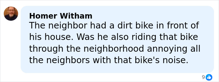 Alt text: Comment discussing neighbor's dirt bike noise linked to Alan Ritchson wild fight with neighbor incident.