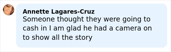 A comment from Annette Lagares-Cruz discussing a camera capturing the story related to Alan Ritchson's fight with neighbor.