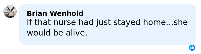 Facebook comment by Brian Wenhold expressing regret about a nurse's violent demise in a disturbing case.