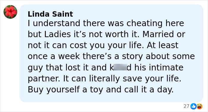 Comment warning ladies about risks of trusting men, urging them to listen to their gut for personal safety.