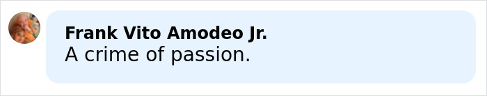 Comment text on a social media post referencing a crime of passion related to nurse's chilling final text and ex-coworker arrest.