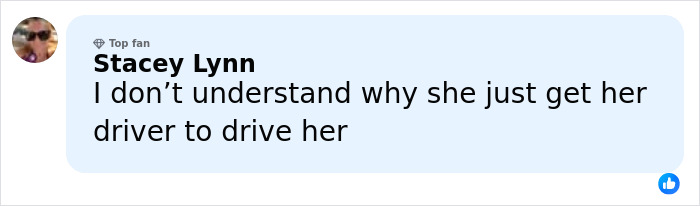 Comment from Stacey Lynn expressing confusion about Britney Spears' situation related to her arrest and driver.