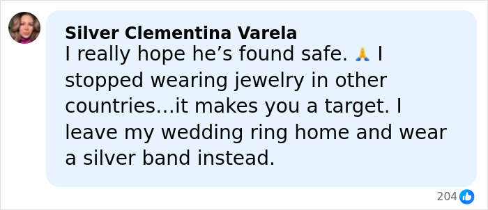 Comment by Silver Clementina Varela expressing hope for safe return amid suspicious footage in mysterious vanishing of American student in Spain.