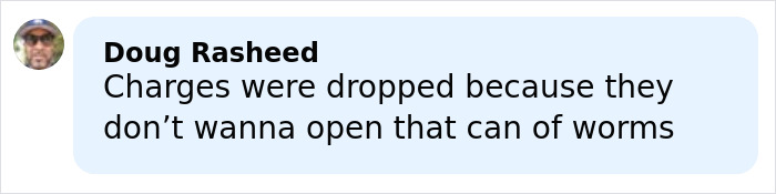 Comment from Doug Rasheed discussing dropped charges and reluctance to reveal deeper issues related to Epstein prison guard case.