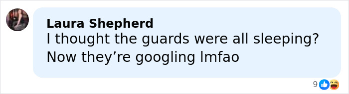Comment about guards googling their names minutes before Epstein's passing shown in a chat bubble style social media post.