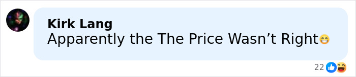 Comment on social media post mentioning Price Is Right with emojis, referencing dark secrets and harsh behind-the-scenes reality.