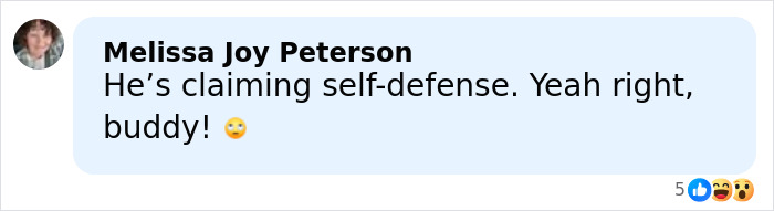 Comment by Melissa Joy Peterson expressing disbelief about self-defense claim in a discussion on wife of Hawaii doctor accused of attempted homicide. Comment by Melissa Joy Peterson expressing disbelief about self-defense claim in a discussion on wife of Hawaii doctor accused of attempted homicide.
