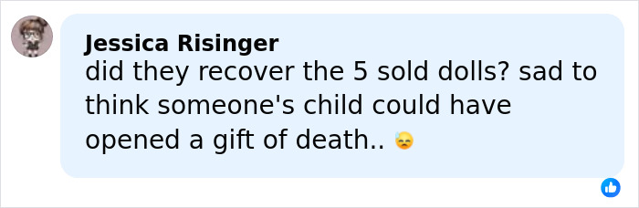 Comment expressing concern about a child potentially opening a dangerous hidden item in Barbie packaging.