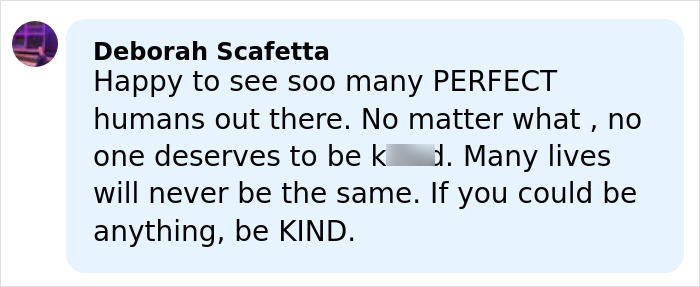 Alt text: Comment expressing sympathy about nurse's violent demise and urging kindness after tragic incident at man's hands.