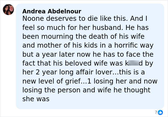 Facebook comment expressing grief over nurse's violent demise and betrayal by her affair lover, highlighting disturbing case details.