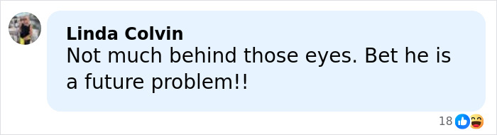 Comment by Linda Colvin criticizing a controversial looksmaxxing influencer, hinting at future problems.