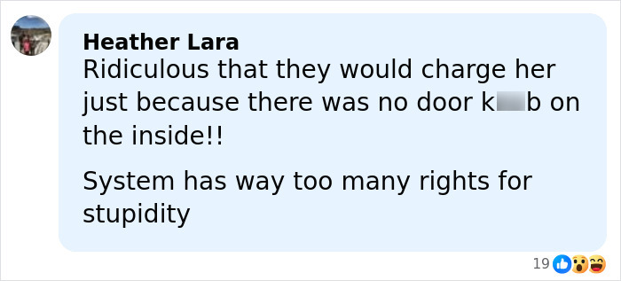 Comment criticizing charges against Kendra Duggar, discussing alleged reason for arrest and potential legal consequences.