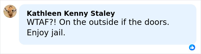 Comment from Kathleen Kenny Staley reacting to arrest, mentioning jail, related to Kendra Duggar arrest and legal issues discussion.