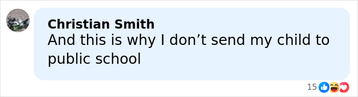 Comment by Christian Smith expressing concern about sending children to public school, related to middle school secretary accused of crimes.