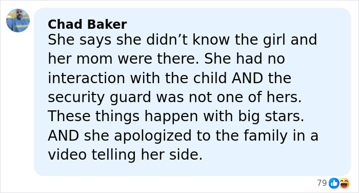 Comment discussing Chappell Roan banned from festival over security guard's treatment of Jude Law's daughter.