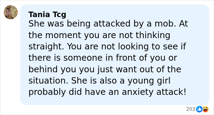 Comment on social media discussing a 20-year-old Kentucky woman arrested after driving into a crowd with indifference.