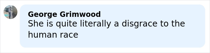 Comment by George Grimwood criticizing Bonnie Blue after her disturbing public stunt leading to criminal charges in London.