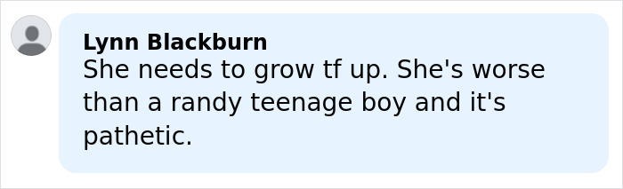 Comment by Lynn Blackburn criticizing a public stunt, expressing frustration with immature behavior and calling it pathetic.