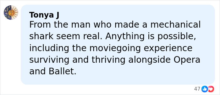 Comment by Tonya J praising Steven Spielberg's impact on movies and the moviegoing experience before the Oscars.