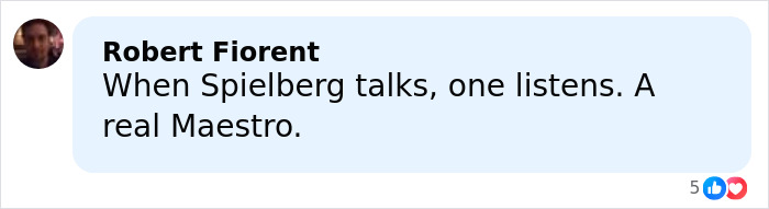 Comment by Robert Fiorent praising Spielberg as a maestro, related to Spielberg slamming Timoth&eacute;e before the Oscars.