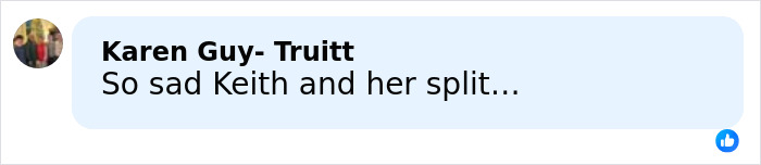 Comment from Karen Guy-Truitt expressing sadness over Keith and Nicole Kidman's split sparking dating buzz with Australian actor.