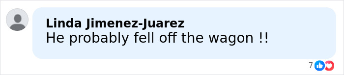 Facebook comment by Linda Jimenez-Juarez saying he probably fell off the wagon, relating to midlife crisis and tensions between Nicole Kidman and Keith Urban.