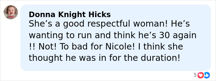 Comment from Donna Knight Hicks expressing views on tensions between Nicole Kidman and Keith Urban amid midlife crisis and divorce talks.