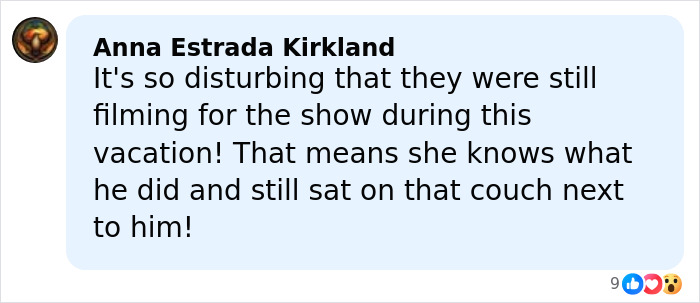 Comment by Anna Estrada Kirkland discussing disturbing aspects of Joseph Duggar&rsquo;s wife Kendra&rsquo;s arrest footage and reactions.