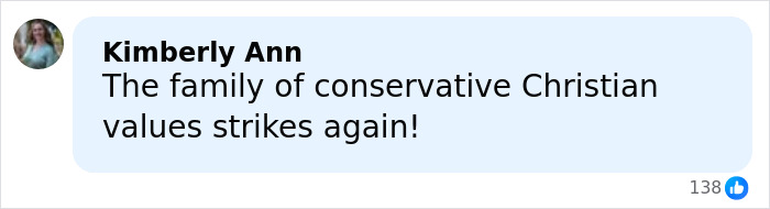 Comment on social media post criticizing conservative Christian family values in relation to 19 Kids And Counting star Joseph Garrett Duggar arrest.