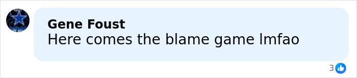 Comment by Gene Foust on social media expressing frustration about blame related to Britney Spears arrest.