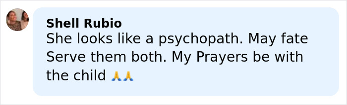 Comment by Shell Rubio expressing hope for justice and prayers for the child harmed by alleged a***e.