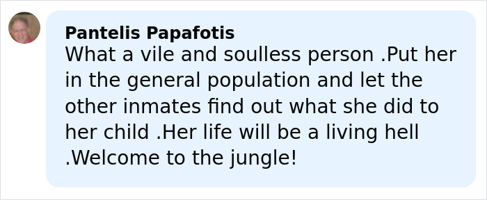 Comment from Pantelis Papafotis condemning a mom who allegedly allowed boyfriend to harm her young son with injuries.
