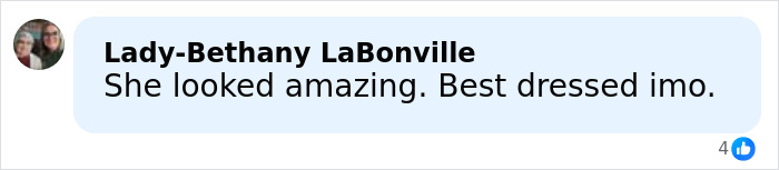 Comment about Anne Hathaway's Oscars appearance praising her look and style shared in a social media post.