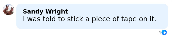 Comment from Sandy Wright mentioning advice about sticking tape, illustrating Meta workers&rsquo; view of disturbing things through users&rsquo; smart glasses.