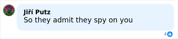 Comment saying they admit to spying, referencing Meta workers revealing disturbing things seen through users' smart glasses.