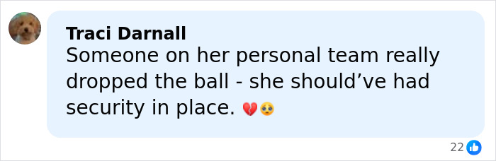 Comment from Traci Darnall expressing concern about lack of security for US Olympic hero Alysa Liu after airport incident.