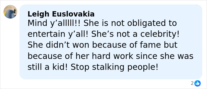 Comment on social media defending US Olympic hero Alysa Liu amid recent events and criticism online.