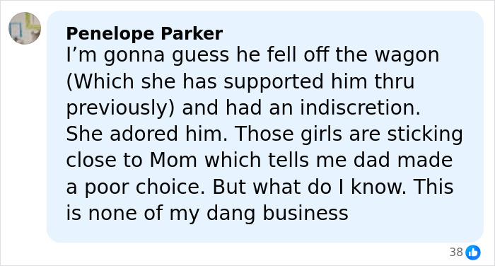 Comment on social media discussing tensions and midlife crisis between Nicole Kidman and Keith Urban amid divorce news.
