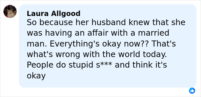 Screenshot of a social media comment criticizing behavior related to the Coldplay Kiss Cam viral moment.