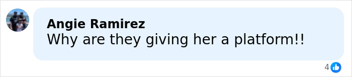 Comment on social media questioning the platform given to a person, shown as a text bubble with profile icon.