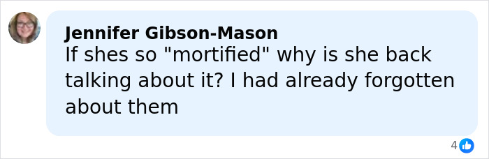 Comment by Jennifer Gibson-Mason discussing feelings about the Coldplay Kiss Cam viral moment in an online post.