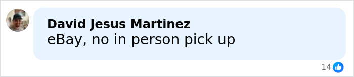 Comment by David Jesus Martinez saying eBay no in person pick up in a Facebook Marketplace conversation about PS5 purchase risks.