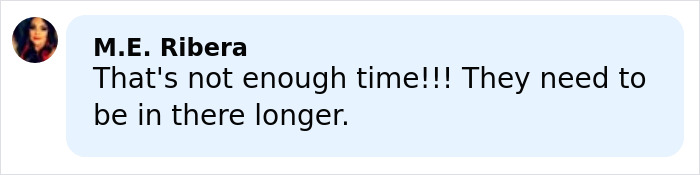 Comment by M.E. Ribera expressing frustration over time being too short, relevant to heartbreaking ending after couple extorted Chick-Fil-A employee.