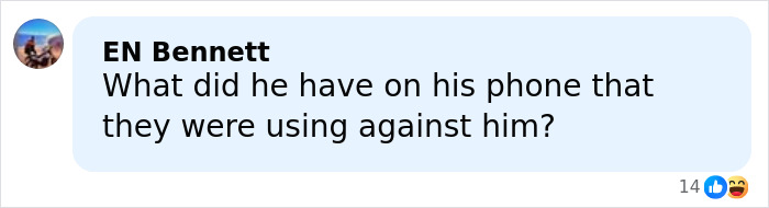 Comment from user EN Bennett asking what was on his phone used against him in a story about Chick-Fil-A employee extortion aftermath.