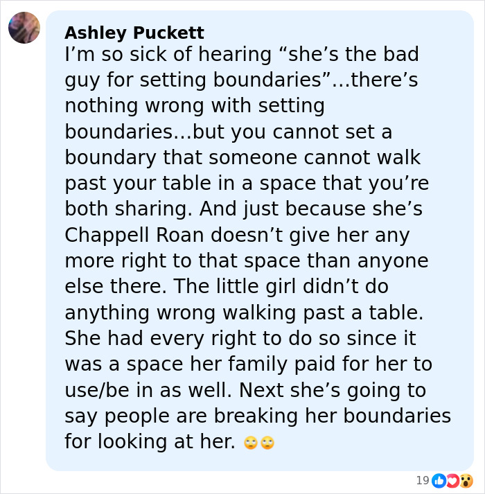 Comment from Ashley Puckett defending Chappell Roan amid backlash over incident involving Jude Law's 11YO daughter. Comment from Ashley Puckett defending Chappell Roan amid backlash over incident involving Jude Law's 11YO daughter.