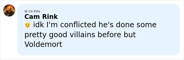 User comment discussing Voldemort and new name topping list to play Voldemort after Cillian Murphy's response. User comment discussing Voldemort and new name topping list to play Voldemort after Cillian Murphy's response.