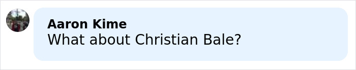Comment from Aaron Kime asking about Christian Bale as a potential actor to play Voldemort after Cillian Murphy’s response. Comment from Aaron Kime asking about Christian Bale as a potential actor to play Voldemort after Cillian Murphy’s response.