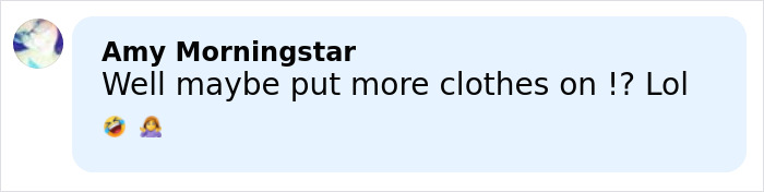 Comment by Amy Morningstar reacting to pro wrestler Kiana James' awkward wardrobe malfunction on live TV.