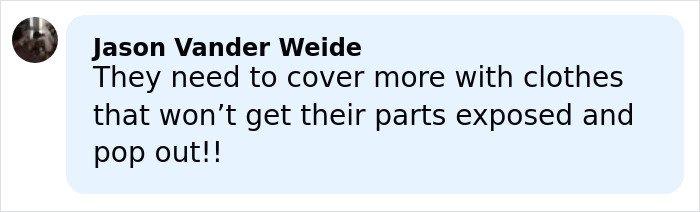 Comment by Jason Vander Weide criticizing wardrobe choices after pro wrestler Kiana James suffers an awkward wardrobe malfunction on live TV.