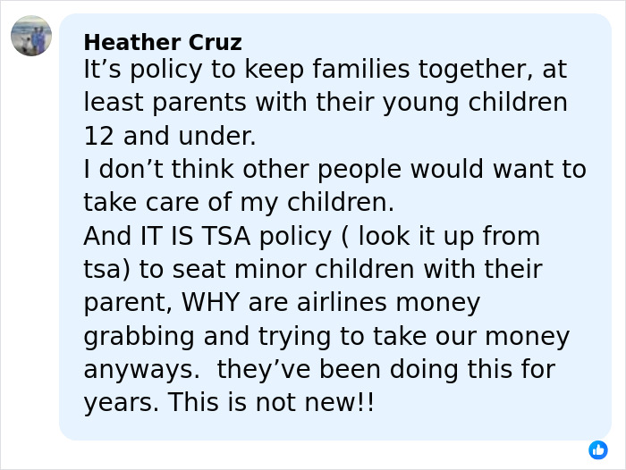 Comment discussing airline policy on seating families with children, related to Brenda Song and Macaulay Culkin flight issue. Comment discussing airline policy on seating families with children, related to Brenda Song and Macaulay Culkin flight issue.